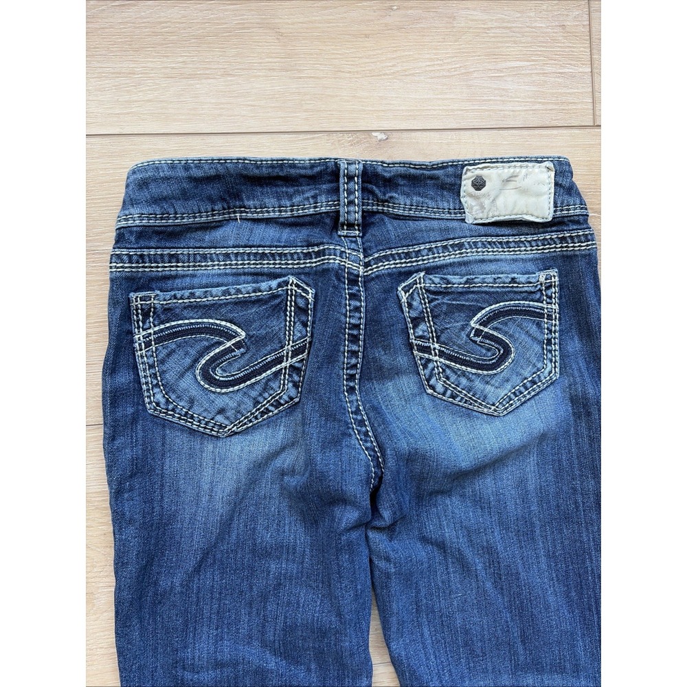 Silver Jean Co Suki Straight Denim Women's Jeans W29/L32 (30) Dark Blue Stretch - Picture 9 of 9